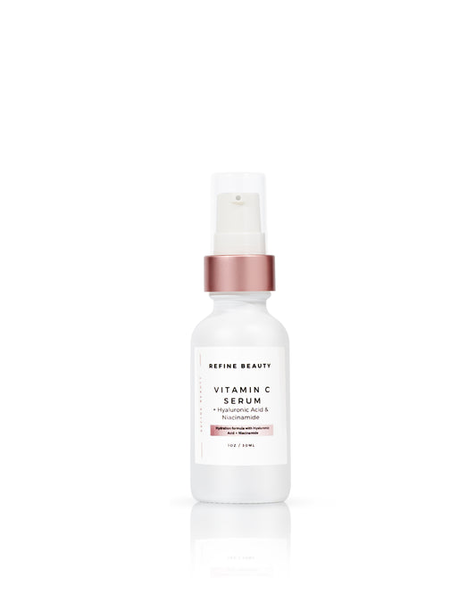 Vitamin C Serum with Hyaluronic Acid + Niacinamide on white background