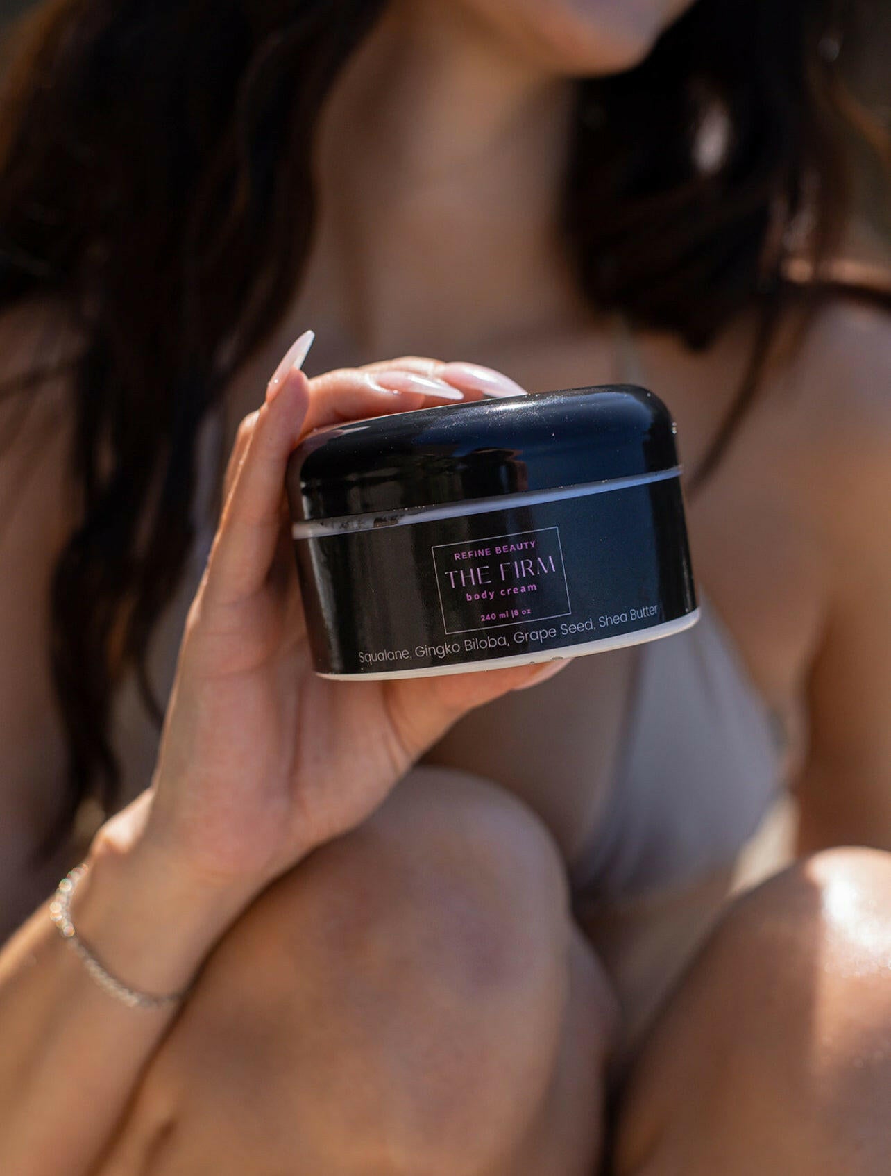 The FIRM Body cream; A total body moisturizer for men and women with firming and toning action. Natural olive based squalane is highly effective in decreasing dryness, smooth scaly skin and creates a hydrating barrier to reduce transdermal water loss.