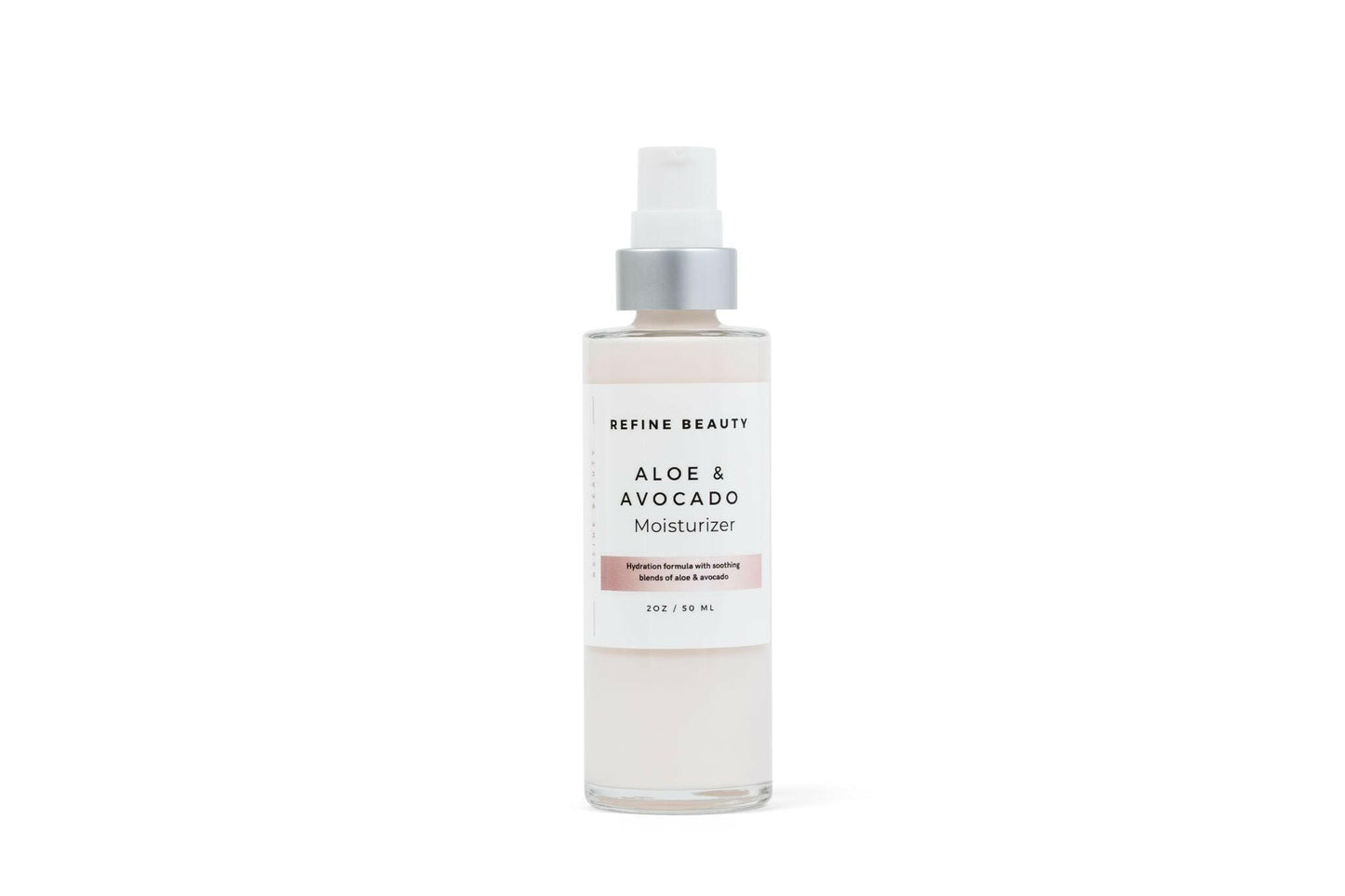 Aloe & Avocado moisturizer on white background 