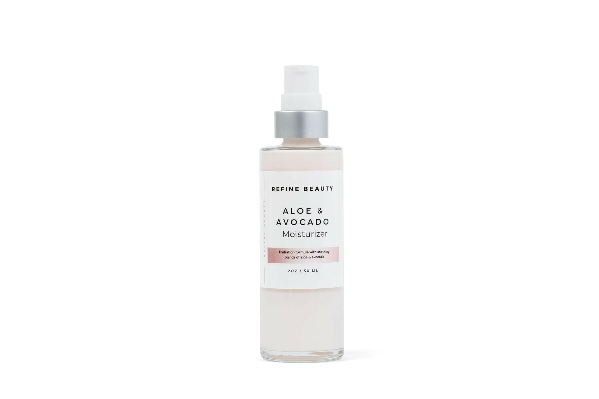 Aloe & Avocado moisturizer on white background 